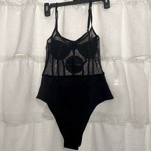 White Fox Black Sheer Bodysuit